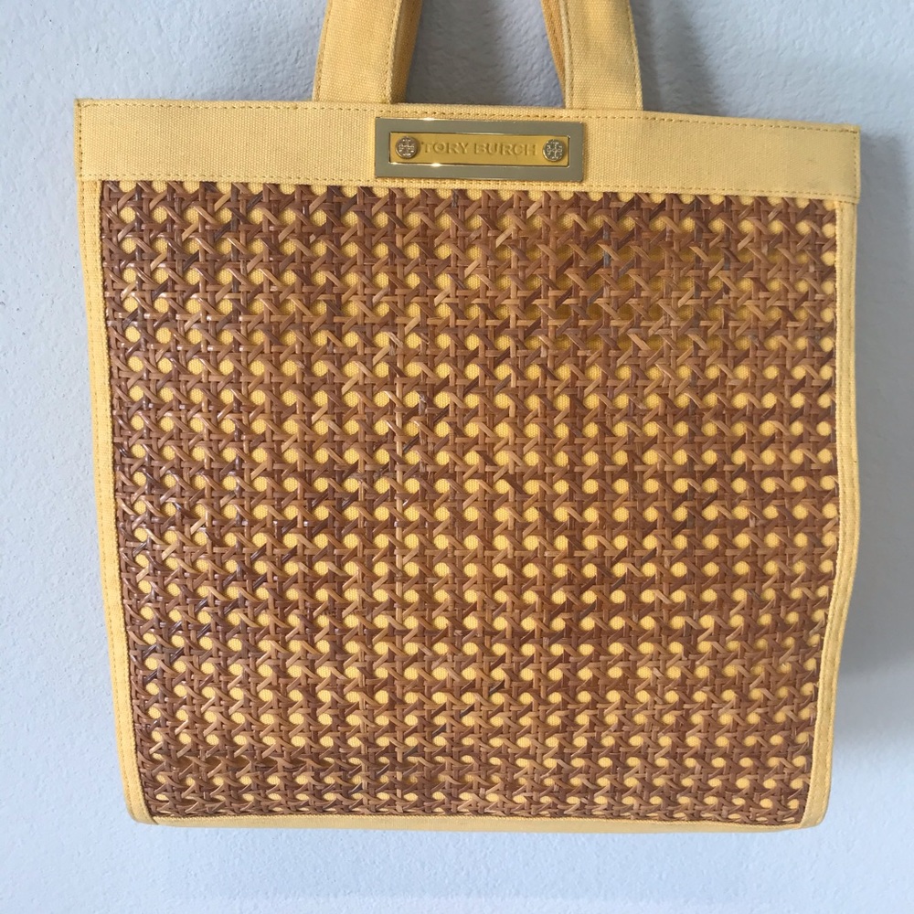 Tory Burch wicker yellow tote bag - Picture 4 of 8